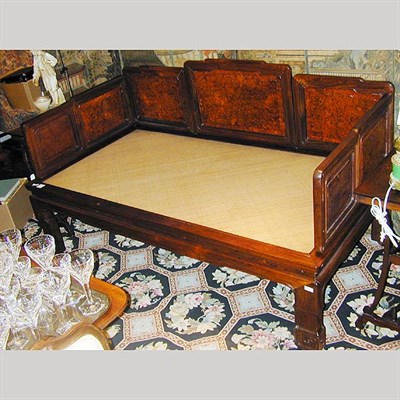 Lot 293 - Chinese Hongmu Wood and Burl-Wood Kang 19th...