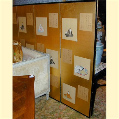 Lot 105 - Japanese Six-Fold Screen with Portraits and...