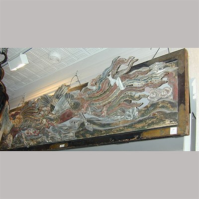 Lot 299 - Japanese Gilded and Polychromed Wood Panel of...