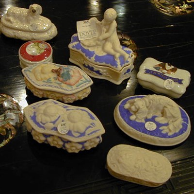 Lot 385 - Group of Eight Parian and Porcelain Boxes