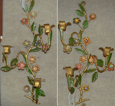 Lot 555 - Pair of Italian Flori Form Four Light Sconces
