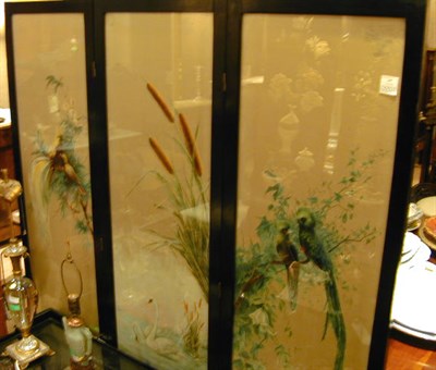 Lot 702A - Victorian Painted Three-Panel Screen