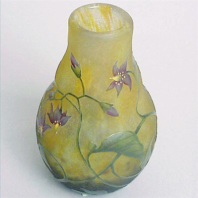 Lot 132 - Daum Nancy Enameled Cameo Glass Vase Of ovoid...