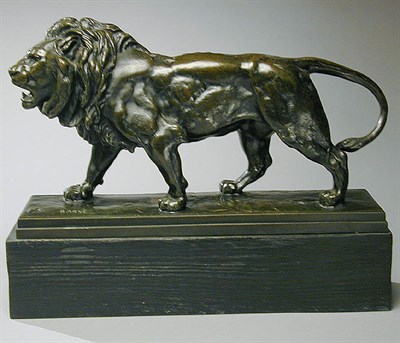 Lot 380 - Bronze Figure Walking Lion After a model by...