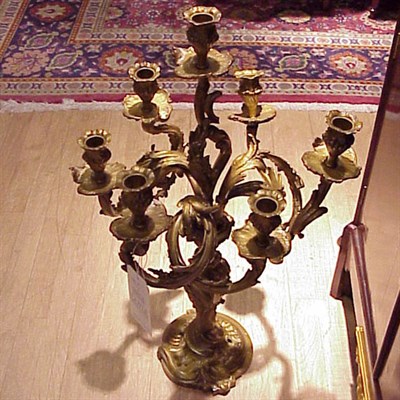 Lot 475A - Pair of Rococo Style Gilt-Metal Seven-Light...