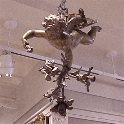 Lot 551 - Art Nouveau Bronze Cherub-Form Four-Light...