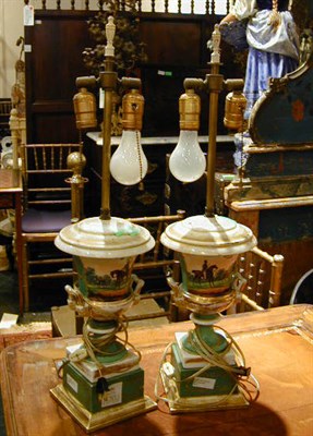 Lot 652 - Pair of Porcelain Lamps