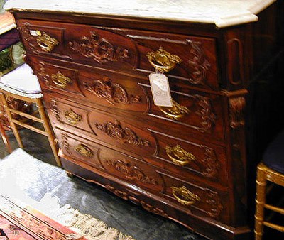 Lot 639 - Victorian Marble Top Rosewood Chest of Drawers