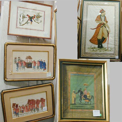 Lot 95 - Three Chinese Export Pith Paper Watercolors,...