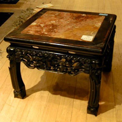 Lot 166 - Chinese Marble Top Hardwood Footstool