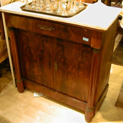 Lot 201 - Empire Style Gilt-Bronze Marble Top Mahogany...