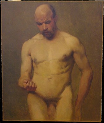Lot 52A - Attributed to F. Luis Mora NUDE MALE STUDY Oil...