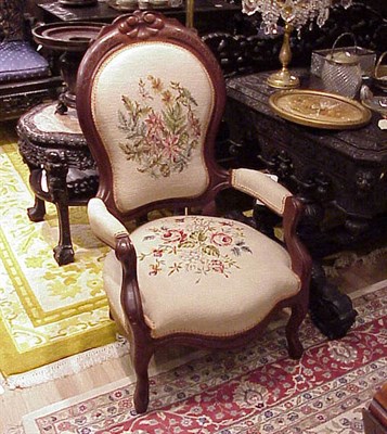 Lot 315 - Eastlake Mahogany Needlepoint Upholstered...