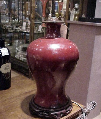 Lot 590A - Sang de Boeuf Porcelain Lamp