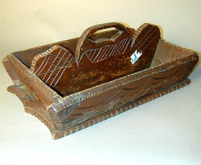 Lot 385 - American Painted Wood Knife Tray With notched...