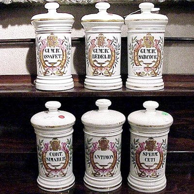 Lot 160 - Group of Six Continental Porcelain Apothecary...