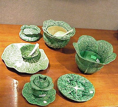 Lot 132 - Group of Portuguese Cabbage Leaf Glazed...