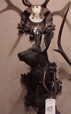 Lot 540 - Carved Wood Head of a Stag