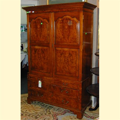 Lot 474 - George III Style Yewwood Linen Press