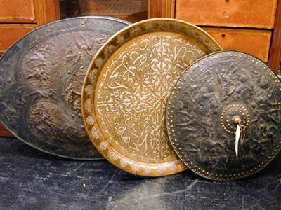Lot 737 - Two Persian Silver Plated Shields and a Brass...