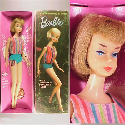 Lot 254 - Ash Blonde American Girl Barbie Geranium lips,...