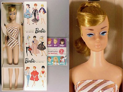 Lot 251 - Ash Blonde Swirl Barbie Original hair ribbon,...