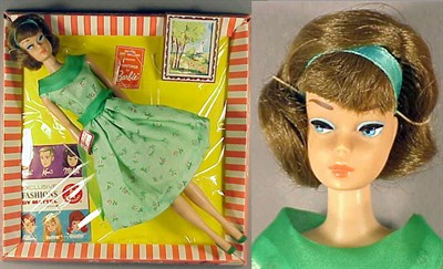 Lot 189 - Brunette Side Part Barbie Original hair string,...