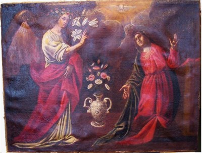 Lot 34 - Italian School 18th Century ANNUNCIATION Oil...