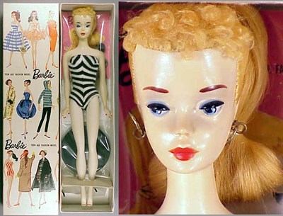 Lot 194 - #3 Blonde Ponytail Barbie Original hard curl,...
