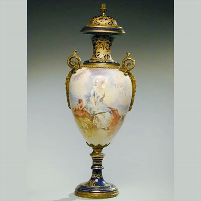 Lot 240 - Sevres Style Porcelain Covered Vase Of ovoid...