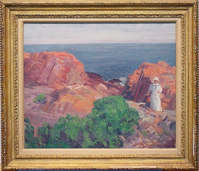 Lot 73 - John Sloan 1871-1951 DOLLY IN WHITE, ROCKS AND...