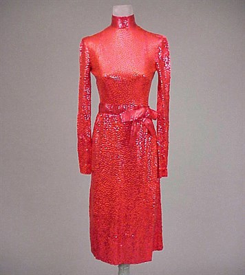 Lot 647 - Norell Holiday Red Sequined Cocktail Dress...