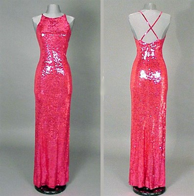 Lot 649 - Norell Red Sequined Mermaid Dress American,...