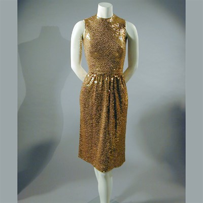Lot 651 - Norell Bronze Sequined Cocktail Dress American,...