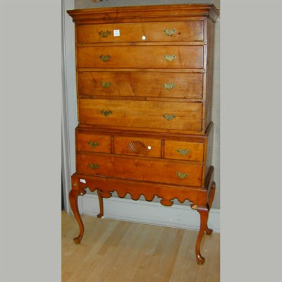Lot 231 - Queen Anne Cherry High Chest The molded...