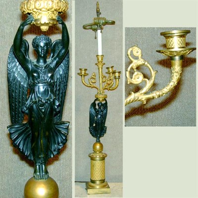 Lot 394 - Pair of Empire Style Gilt and Patinated-Bronze...