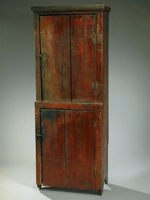 Lot 196 - American Painted Pine Step-Back Cabinet...