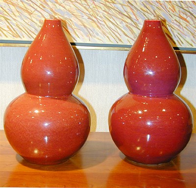 Lot 245 - Pair of Chinese Oxblood Lanyao Double Gourd...
