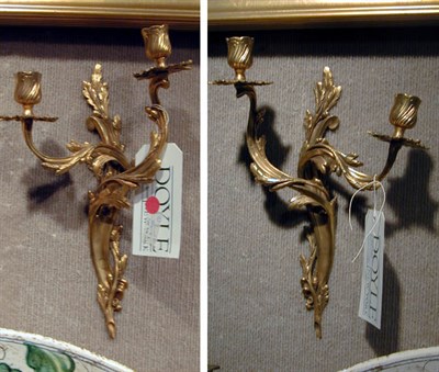 Lot 495 - Pair of Louis XVI Style Gilt-Metal Two-Light...