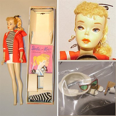Lot 17 - #3 Blonde Ponytail Barbie Hair in braid, brown...