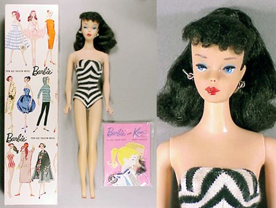 Lot 23 - #4 Dark Brunette Ponytail Barbie Original...