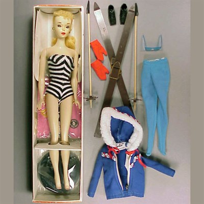 Lot 53 - #3 Blonde Ponytail Barbie Brown eyeliner, hoop...