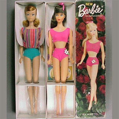 Lot 68 - Standard Brunette Barbie Original hair ribbon,...