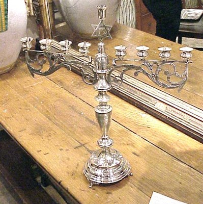 Lot 457 - Continental Silver Menorah Approximately 40...