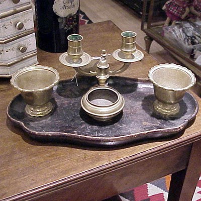 Lot 523A - Georgian Style Brass and Wood Inkstand