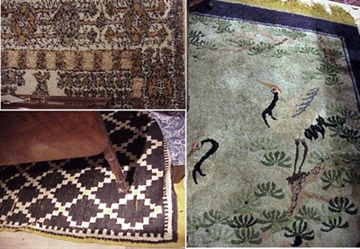 Lot 814 - Moroccan Rug, Moroccan rug and a Silk Chinese...