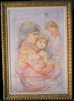 Lot 44 - Edna Hibel American, b. 1917 MOTHER AND TWO...