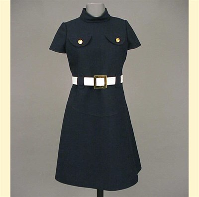 Lot 591 - Courreges Navy A-Line Dress French, late1960s...
