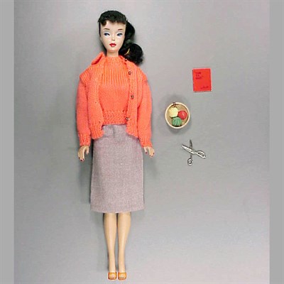 Lot 14 - #4 Brunette Ponytail Barbie Poodle bangs,...