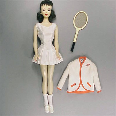 Lot 16 - #3 Brunette Ponytail Barbie Poodle bangs, in...